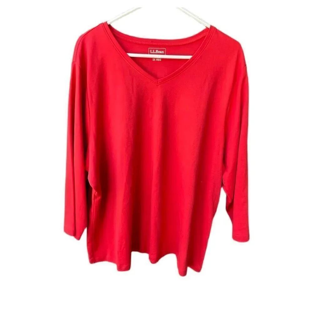 L.L.Bean size 2X cotton V neck closet staple casual tee